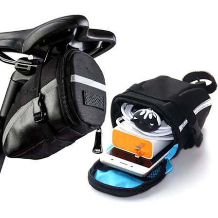 Cykelväska 1.2L med Reflexremsor Vattentät Polyester Förvaring för Cykeltillbehör Svart 15x10.5cm