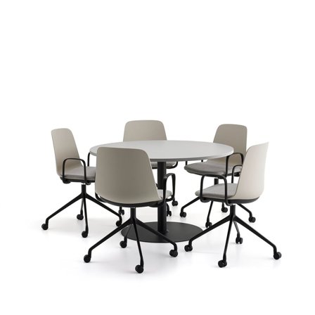 Møbelsæt VERTICUS + LANGFORD, 1 bord og 5 grå stole