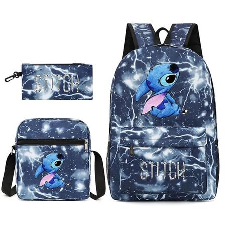 3 stk/sæt Stitch Børne Rygsæk Tegneserie Stitch Print Børnehave Penalhus Dreng Pige Skuldertaske Børn Skoletaske Gave E