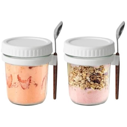 Pakke med Havregrynsglass for Natten, 350ml/10oz, Glassbeholder med for Korn, Havregrøt, Yoghurt, yd