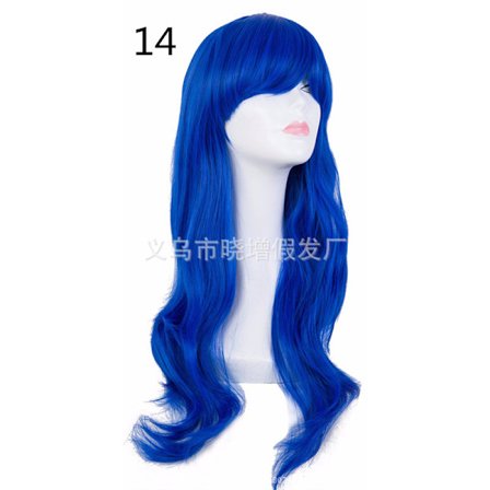 Pitsi Pitkä Kiharainen Hiukset Päätyihin Asun Cosplay-Peruukki 70CM Pitkä Aaltoileva Hiukset Setti Peruukki Cos Anime Peruukki (Kuninkaallinen sininen