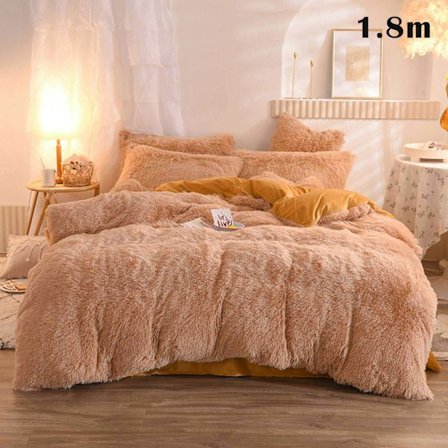 4 st/ set Färgglada fluffiga sängkläder Set Långt plysch cover Lakan Örngott Set