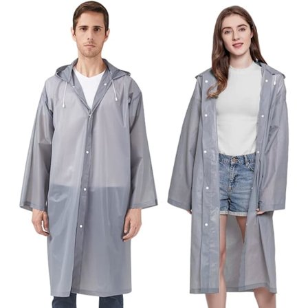 Regnponcho Regnfrakker for Voksne, 2 Pakke Gjenbrukbar Regnjakke Regntøy med Hetter og Ermer, Vanntett for Nødsituasjoner, Utendørs, Camping