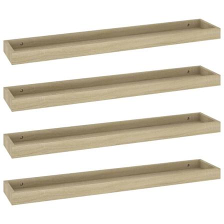 Vidaxl Vägghyllor Med Kant 4 St Ek 80x15x4 Cm Mdf Brun