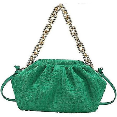 Dam Crossbody Handväska Bomull Hobo Handväska Fest Kedja Axelväska Grön