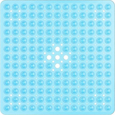 Firkantet brusemåtte, skridsikker og anti-skimmel - 53 x 53 cm brusemåtter til indendørs brug, skridsikker gummibrusemåtte med sugekopper og drænhul