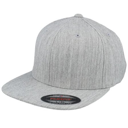 Flexfit - Grå fitted Keps - Flat Brim Heather Grey Fitted @ Hatstore
