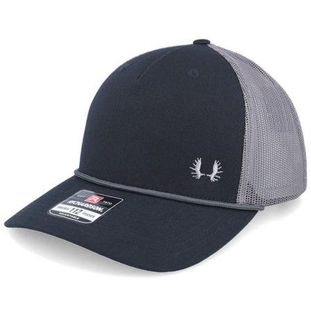 Hunter - Svart trucker Keps - Tiny Moose Antlers 112fpr Black/Charcoal Rope A-frame Trucker @ Hatstore