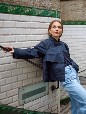 Jean Paul Femme - Anniken kort trench - Dame - Blå - Jakker & Kåper - XS