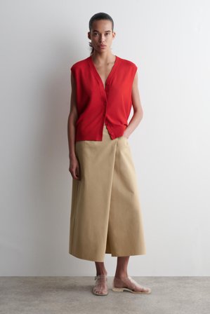 COS Women's V-Neck Merino Wool Waistcoat in Red