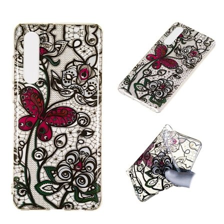 Butterfly läder Huawei P30 fodral - Röd