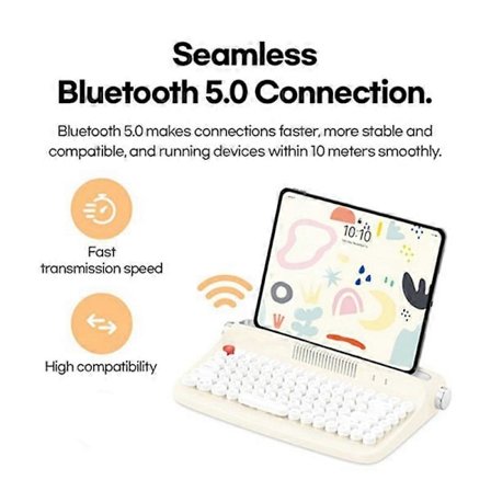 Bluetooth Trådlöst Tangentbord Kontor Skrivmaskin Mekanisk Känsla Surfplatta Universell Retro Rund Knapp Ingen