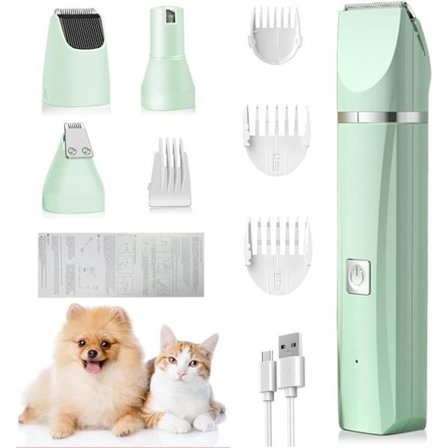 ING 4-i-1 Trådløs Hundepleieserie - Stille Design for Tykk Pels - Sikker Diamant Neglefil