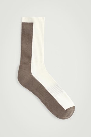 COS Men's Colour Block Ribbed Socks in Brown
