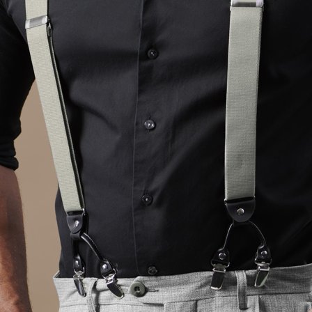 Breda Ljusgrå Hängslen med Klämmor för män - Hängslen med Clips