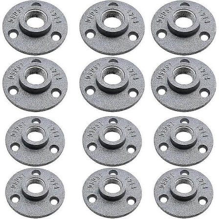 12 kpl Kierteitetty Lattiolaippa 1/2 tuuman ja 3/4 tuuman Putkilaippa Valettu Alumiiniputken Liittimet Teollinen Tyyli Putkisisustus Baariin 