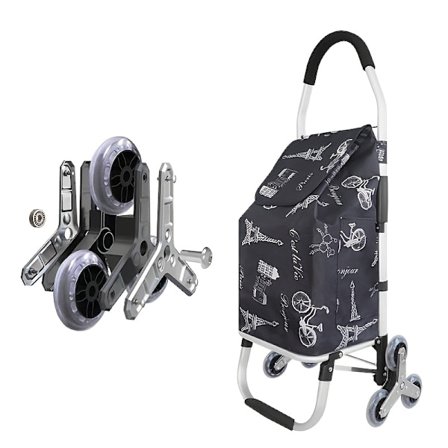 Snygg Shoppingvagn Trappklättrare Aluminiumlegering Livsmedelsbutik Shoppingvagn Vikbar Bekväm Vagn Supermarket Trailer