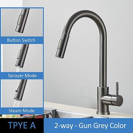 Köksblandare med beröringssensor, kran med avtagbar guldsensor, 360 rostfritt stål roterande kran avkänning blandningskran, beröringsfri 