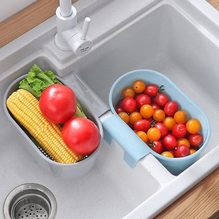 PP avløpskurv avløpskurv for kjøkkenvask multifunksjonell avløpskurv vask(grå)