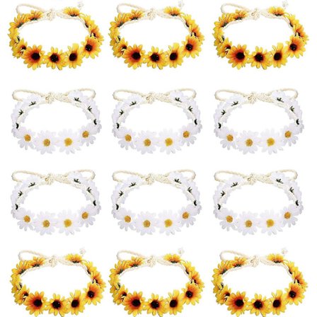 6-12 st Handgjorda Prästkragar Solros Huvudband Boho Blomsterkrans Bröllopshuvudbonad för 60-tal 70-tal Klädsel Hippiefest Festivaler Håraccessoarer