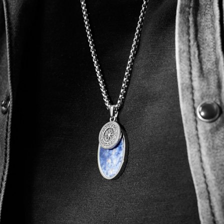 Orisun Atlas Ketting van Sodaliet voor mannen - Stalen kettingen