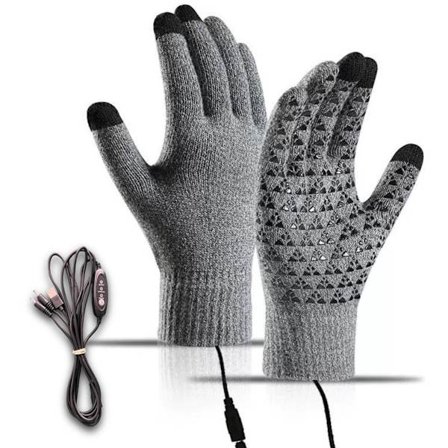 USB Opvarmede Handsker, Dame, Vintervarme Handsker, Touchscreen Strikkede Handsker, Strikkede Opvarmede Handsker, Justerbar Temperatur, Vintergave, 