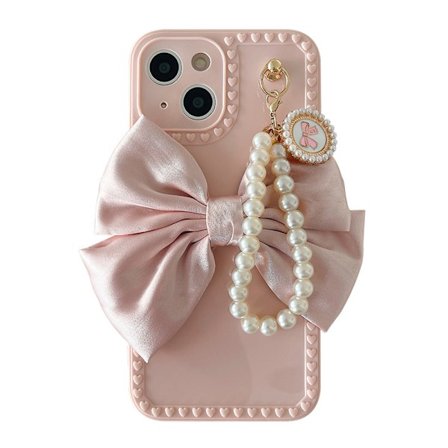 Perlekæde sløjfe telefoncover er velegnet, blødt silikonecover er velegnet til kvinder.