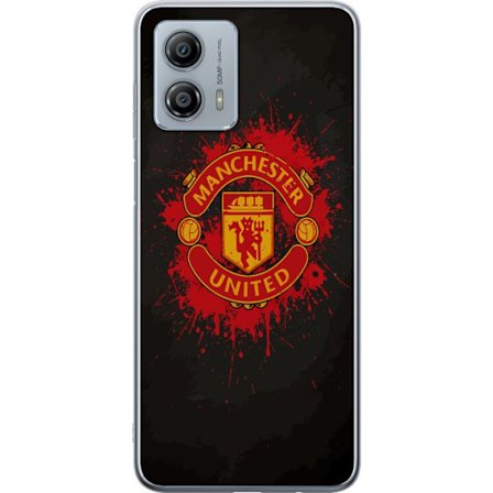 Kompatibelt Mobildeksel til Motorola Motorola Moto G53 Manchester United logo i rød og gul farge med røff sportslig bakgrunn
