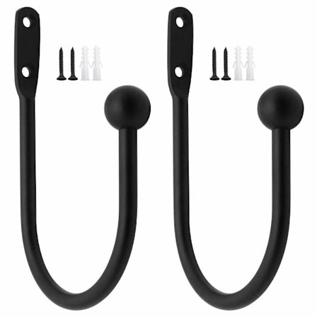 Gardinomtag Dekoration Fönsterkrokar Hållare Metall Gardinomtag Krokar för Tunga och Lätta Gardiner Krokar - Svart