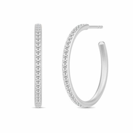 Julie Sandlau Infinity Medium Hoops - Rhodium , Wit , Dames , Maat: ONE Size Oorbellen