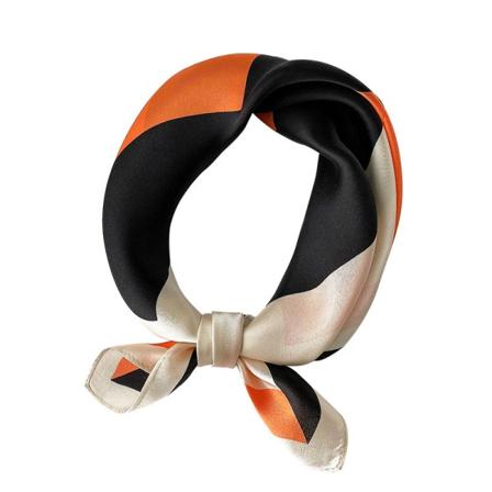 1 st silkescarf för kvinnor, medelstor fyrkantig satinscarf - orange