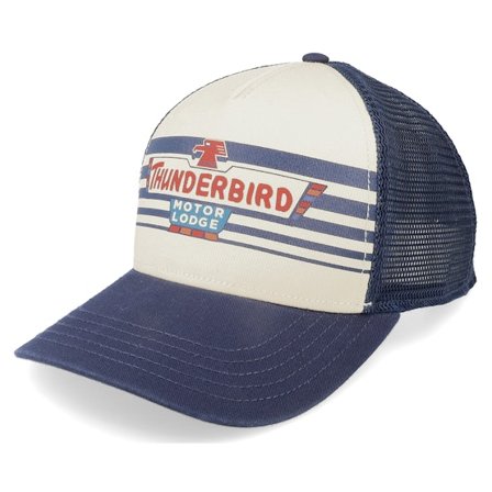 American Needle - White trucker Caps - Thunderbird Lodge Sinclair Ivory/Navy Trucker @ Hatstore