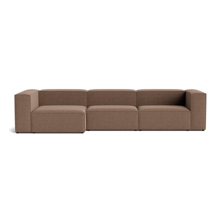 Lissabon Chaiselong Sofa, Venstrevendt, Nordic Brun, Slidstærkt Kvalitetsstof, 360x130x72cm - Holdbar Sofa med Ramme af Krydsfiner