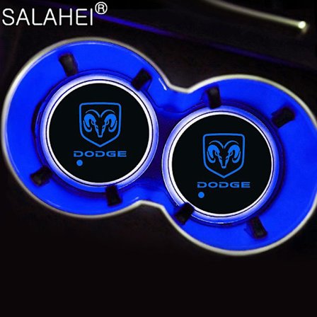 2stk Led Fargerike Bil Vannkoppholder Lys Flaske Drinker Coasters Matter For Dodge Challenger Ram 1500 Lader Avenger Caliber| |