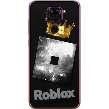 Kompatibelt Mobildeksel til Xiaomi Xiaomi Redmi Note 9 Minimalistisk svart og sølvfarget Roblox-symbol med gylden krone og luksuriøs gamer-estetikk