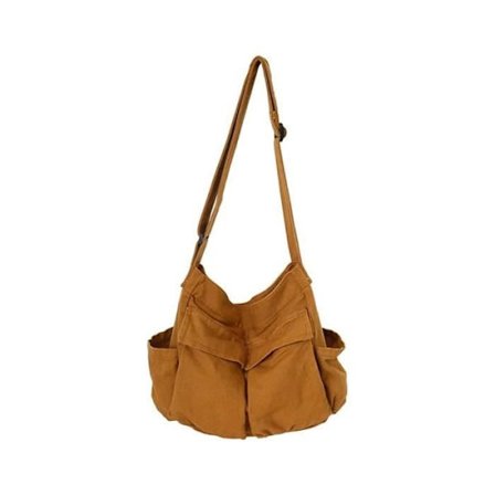 Canvas skuldertaske til kvinder - Stor rejse crossbody taske - Multi-lommer