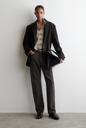 COS Women's Camicia In Flanella A Quadri in Beige