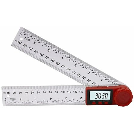 2-i-1 300 mm digital vinkelmåler lineal lavet af hvid plast, præcis elektronisk måleenhed