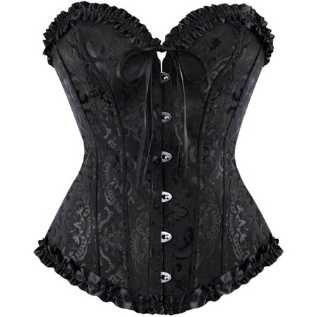 Gothic Dame Korset med BH - Vintage Bustier i Sort/Rød - M