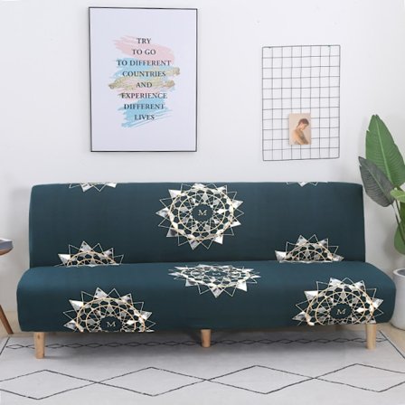 Strækbar armløs sofaovertræk, Universal armløs sofaovertræk Alle dækket sammenklappelig sofa beskytter, Nem at installere og rengøre, 3 sæder Clic 