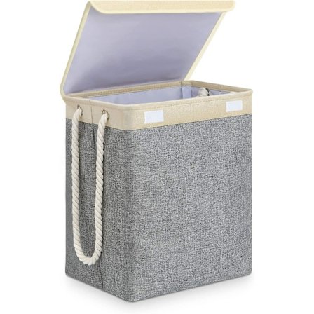 Crday Stor Vaskeri Kurv Med Lokk, Sammenleggbar Lin Vaskeri Kurv Med Håndtak Gave