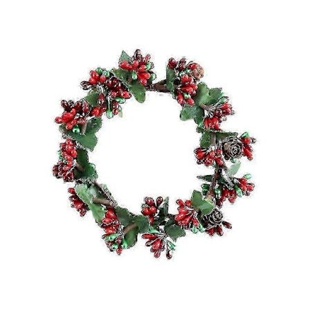 Joulukynttilänpidike Marja- ja Käpyseppeleellä Kynttilärenkaana Lasinen Teevalokynttilänjalka Koristeellinen Kotiin Hääihin Olohuoneeseen Makuuhuoneen