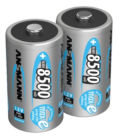 Ansmann 5035362 Batteri oppladbart, Mono D, NiMH, 2-pakning, Elfordeling & strømforsyning