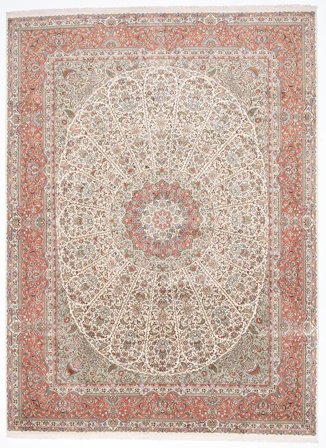 Tappeto Orientale Kashmir Puri Di Seta 246X335 Beige/Grigio Chiaro (Seta, India)