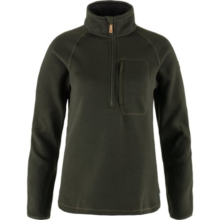 Fjällräven Women's Övik Fleece Half Zip in Deep Forest, G-1000 | Size: Large