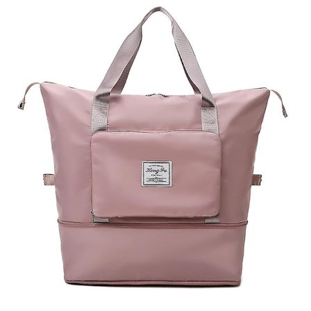 Dww - Rosa fargejusterbar reiseveske for kvinner og menn, lett og sammenleggbar sportsbag, weekendbag stor sammenleggbar totebag, stor håndbagasje