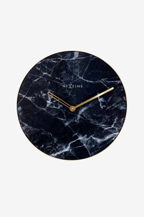 NeXtime - Veggklokke Marble, diameter 40 cm - Svart - Veggklokker & bordklokker - Fra Homeroom