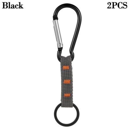 2kpl kiipeilynappisolki avaimenperä MUSTA Black