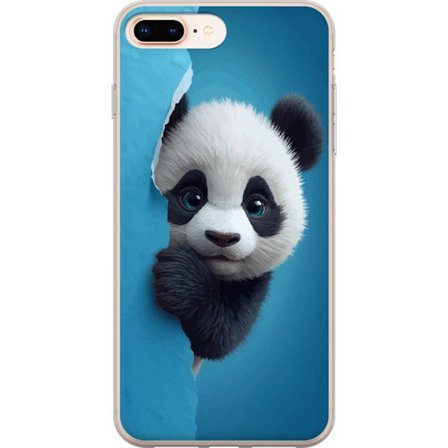 Yhteensopiva Puhelinkuori Apple Apple iPhone 7 Plus Söpö panda, joka kurkistaa paperin läpi pehmeässä 3D-kuvituksessa