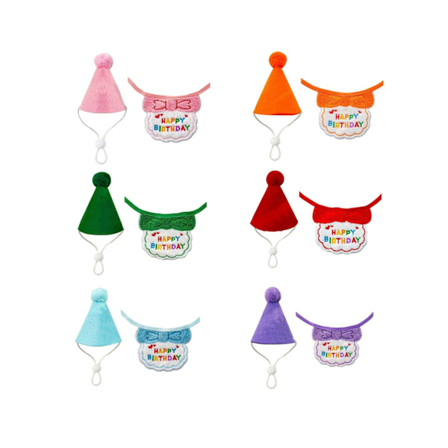 Halsduk och hatt för husdjur, födelsedagspresent till hund och katt, tillbehör, fest, lila